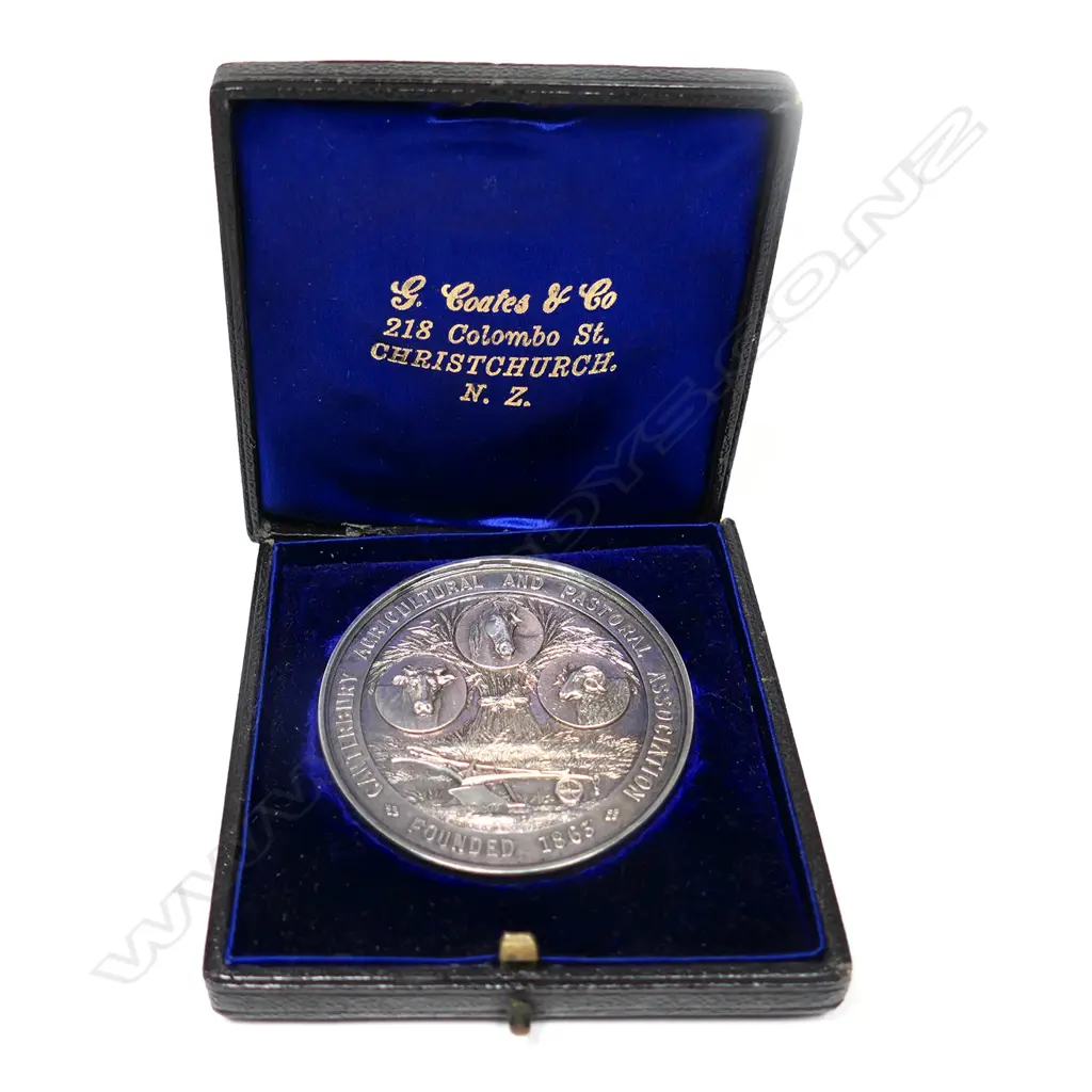 G. Coates & Co. Canterbury A & P Association large silver medal awarded to Luke Adams for pottery, Image 1++